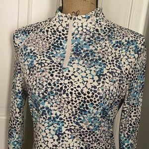 Women's Hind Golf Pullover, 3/4 Zip, Blue, white, Gray Poly Sports Shirt. S